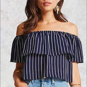 Forever 21 Off The Shoulder Striped top